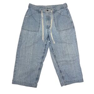 Vintage Riders Denim Capri Jeans Drawstring Waist Women's Size Medium Light Wash